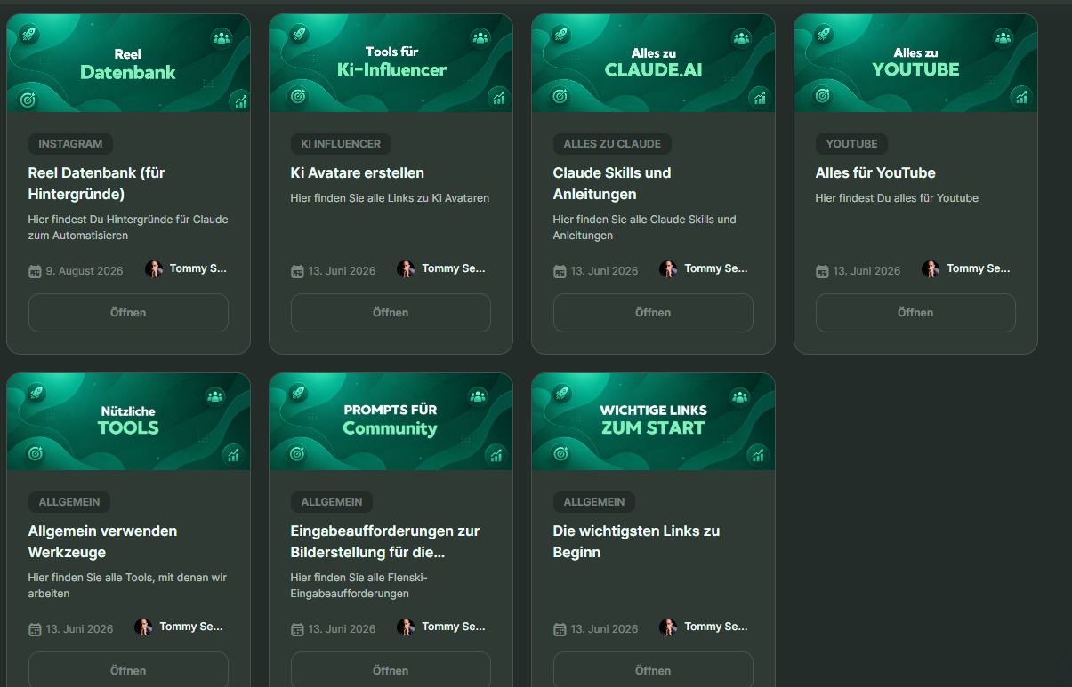 Original-Screenshot: Bereich im Dropfiliate-Mitgliederbereich mit Ressourcen und Tools